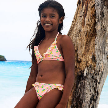 Girls Pink Lemon & Floral Bikini