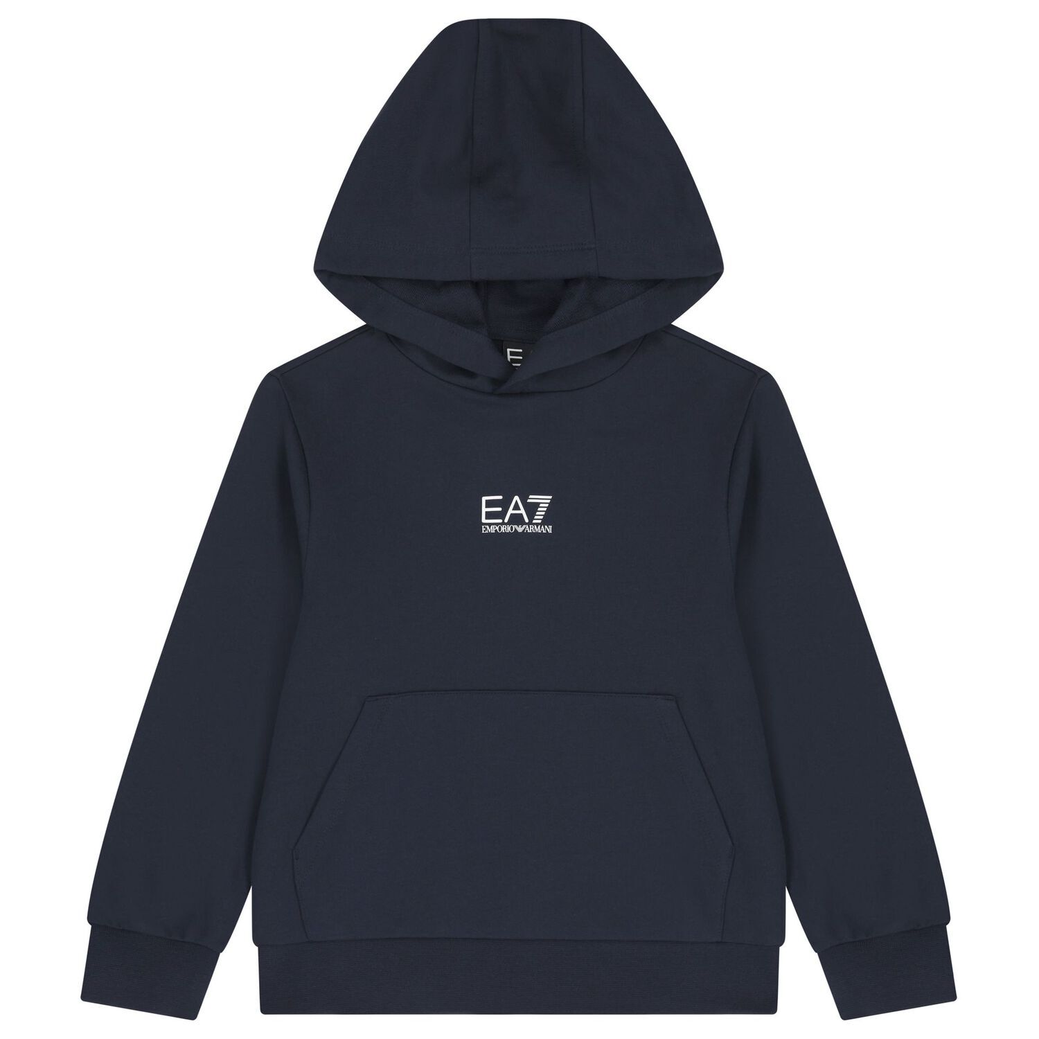 Boys Navy Blue Logo Hooded Top, 4, hi-res