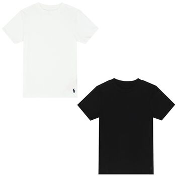 Ralph Lauren Boys Black & White Logo T-Shirts ( 2-Pack ), 1 Boys Black & White Logo T-Shirts ( 2-Pack )