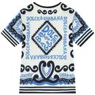 White & Blue Marina Print T-Shirt, 1, hi-res