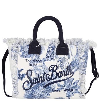 Girls White & Navy Blue Colette Logo Tote Bag ( 30cm )