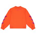 Girls Orange Heart Sweatshirt, 1, hi-res