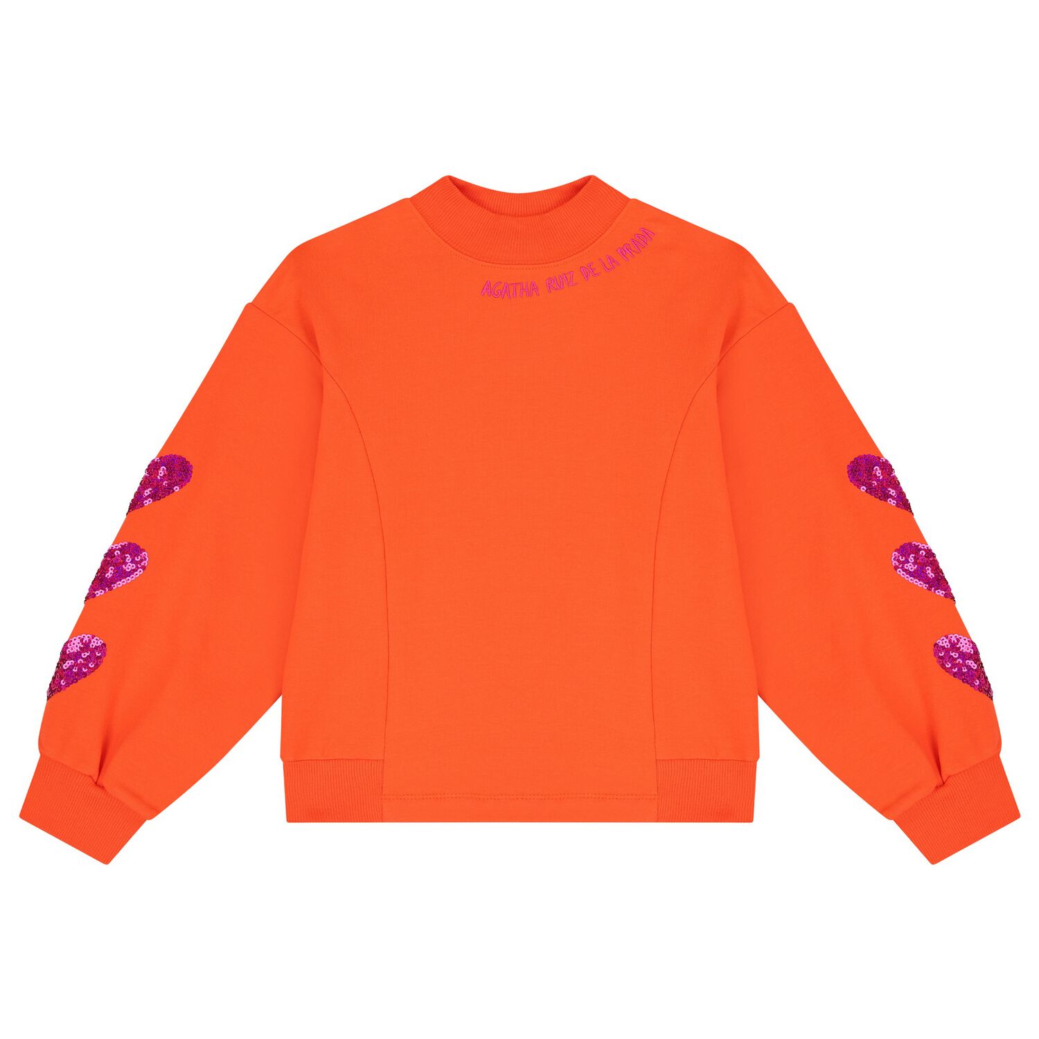 Girls Orange Heart Sweatshirt, 1, hi-res image number null