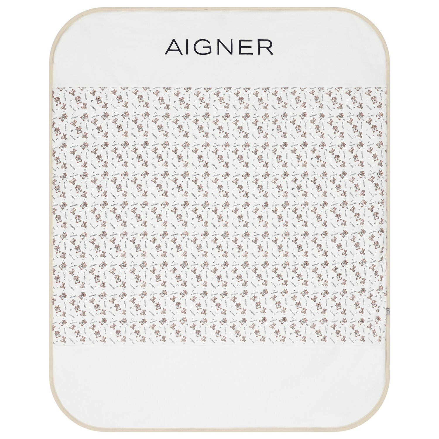 White & Beige Logo Baby Blanket, 1, hi-res image number null