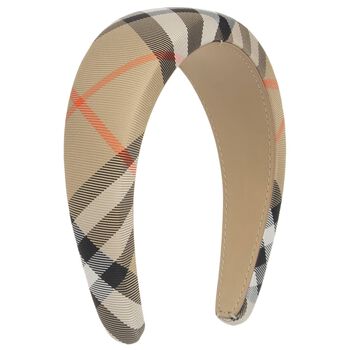 Girls Beige Check Headband