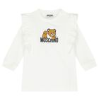 Younger Girls Ivory Teddy Bear Logo Dress, 1, hi-res