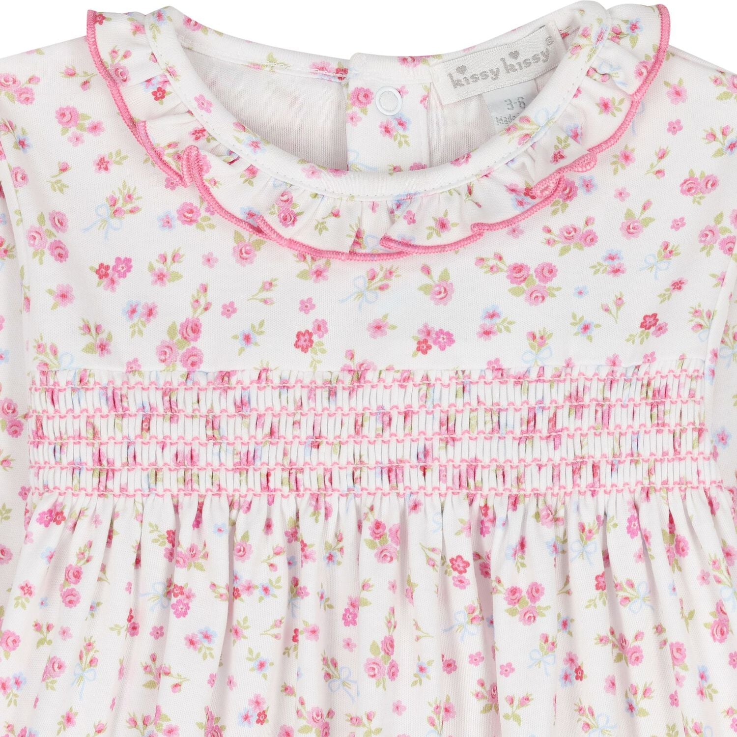 Baby Girls White & Pink Rose Renaissance Babygrow, 1, hi-res