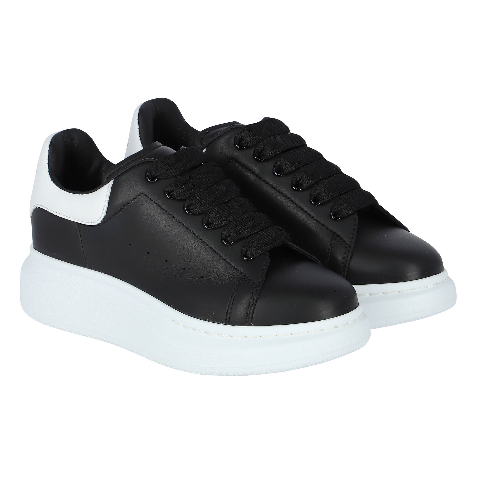 Alexander McQueen Black White Logo Trainers Junior Couture