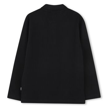 Boys Black Logo Long Sleeve Polo Shirt