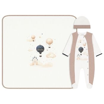 Ivory & Beige Balloon Babygrow Gift Set