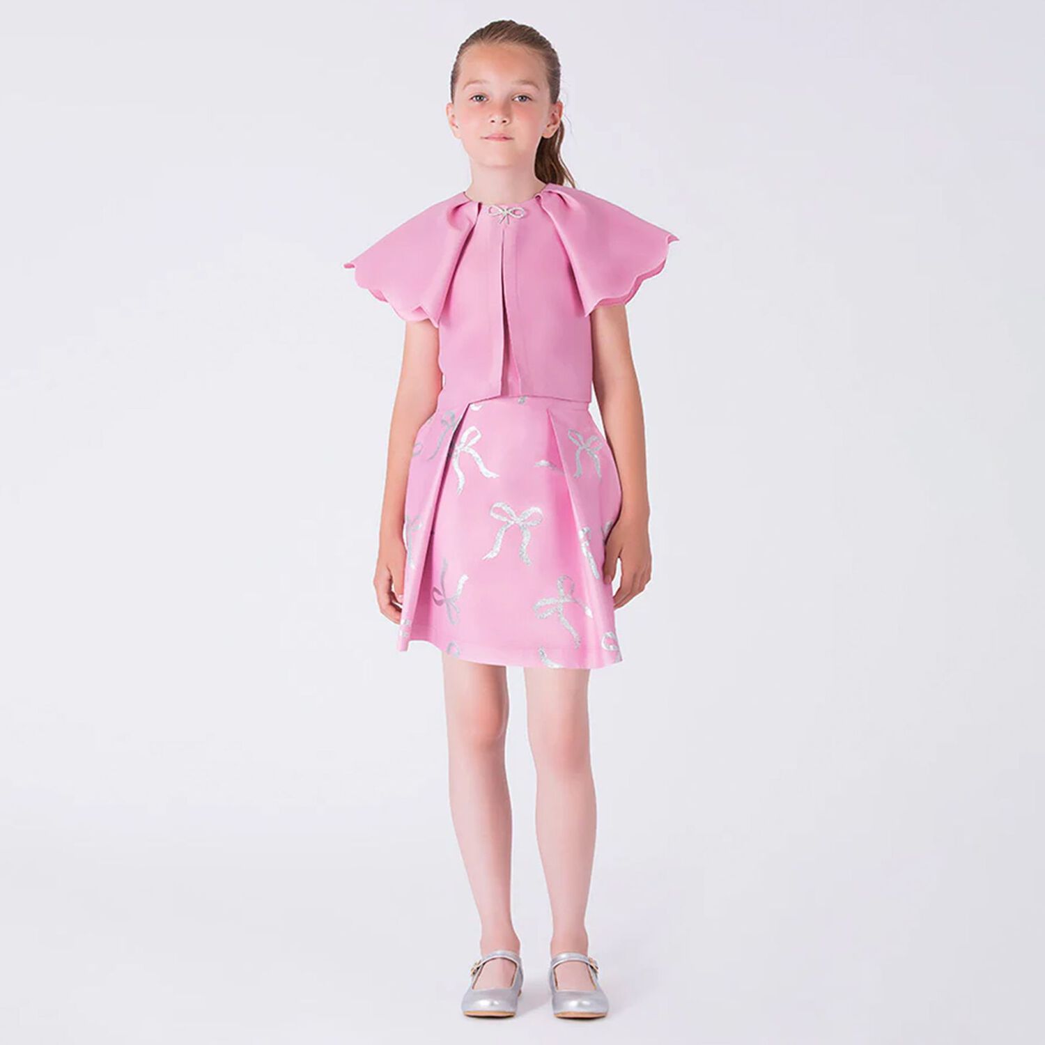 Girls Pink Bow Skirt Set, 1, hi-res
