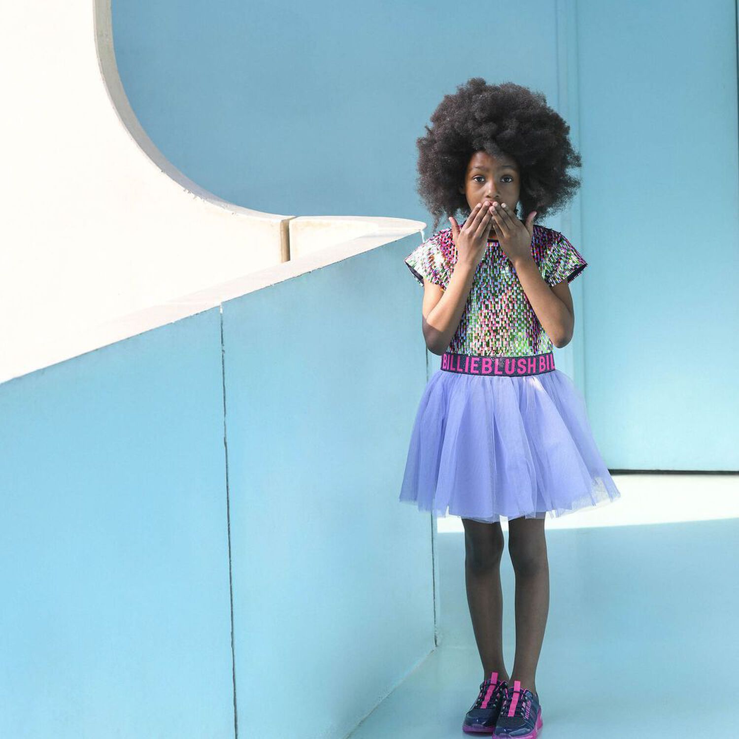 فستان بنات تول باللون الأرجوانى, 1, hi-res