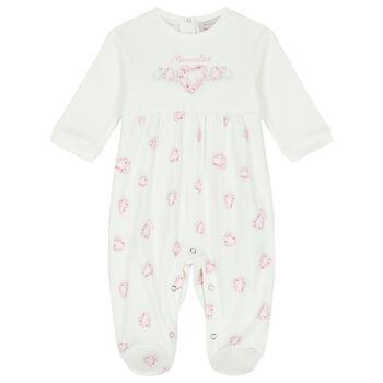 Baby Girls Ivory Heart Babygrow