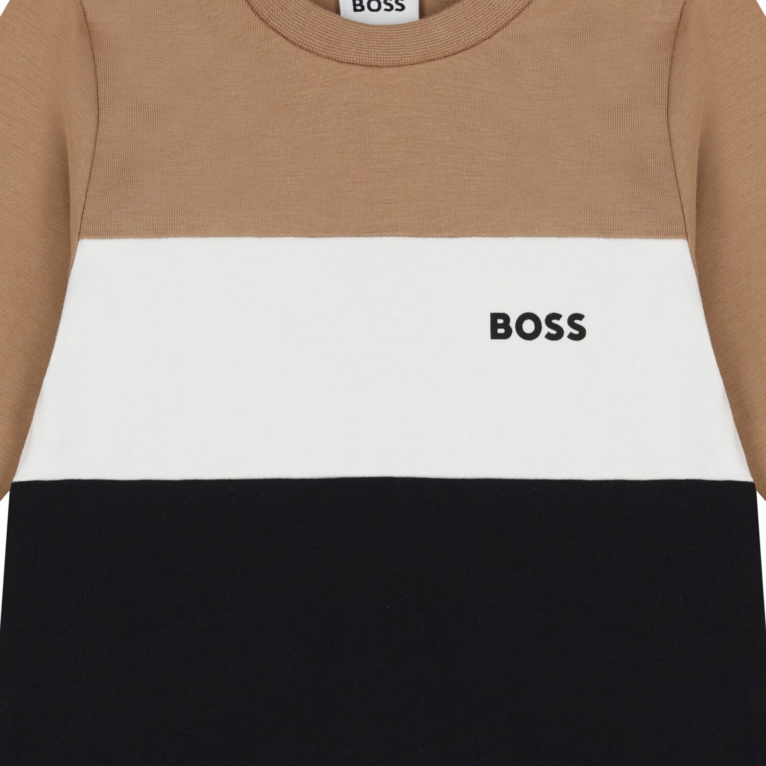 Baby Boys Beige Logo Tracksuit Set, 1, hi-res