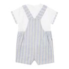 Baby Boys White & Blue Striped Dungaree Set, 1, hi-res