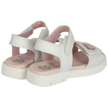 Girls Ivory Iridescent Heart Sandals