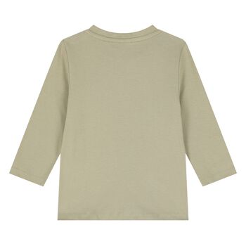 Younger Boys Beige Logo Long Sleeve Top