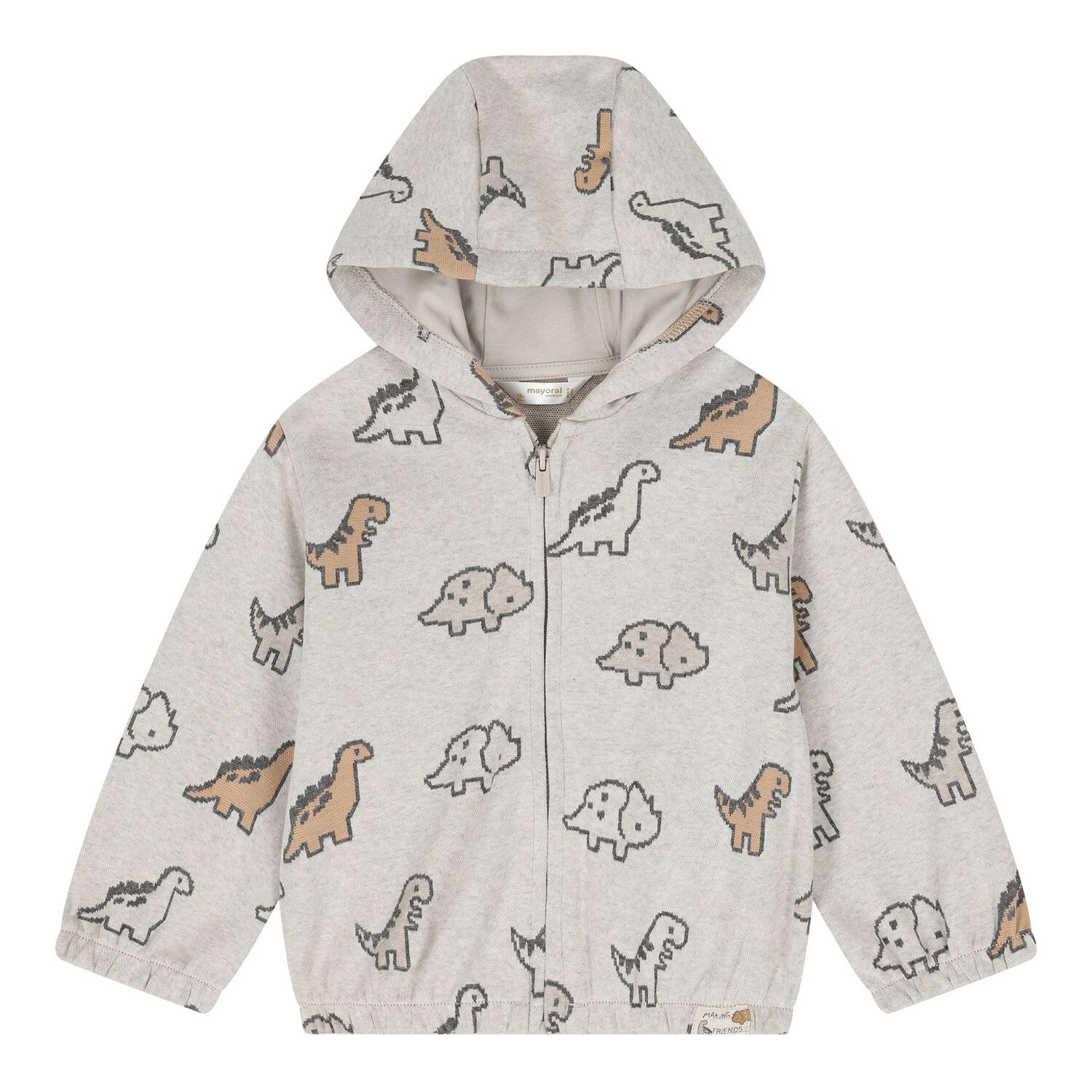 Baby Boys Grey & White Dinosaur Tracksuit ( 3 Piece ), 1, hi-res