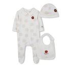 Ivory Bokeh Flower Babygrow Gift Set, 1, hi-res