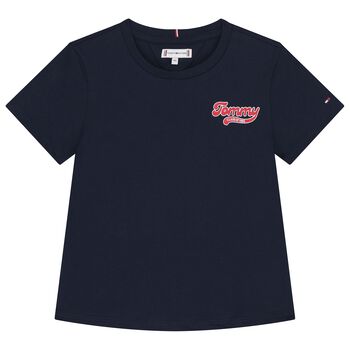 Girls Navy Blue Logo T-Shirt