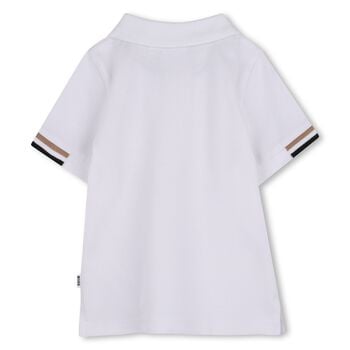 Younger Boys White Logo Polo Shirt