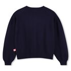 Girls Navy Blue Sequin Knitted Cardigan, 1, hi-res