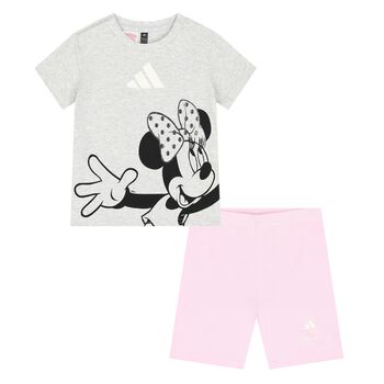 Younger Girls Grey & Pink Minnie Mouse Disney Shorts Set