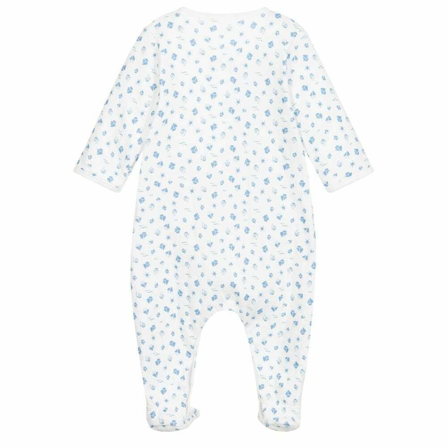 White & Blue Sail Boats Babygrow , 1, hi-res