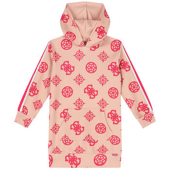 Girls Pink Logo Hooded Dress
