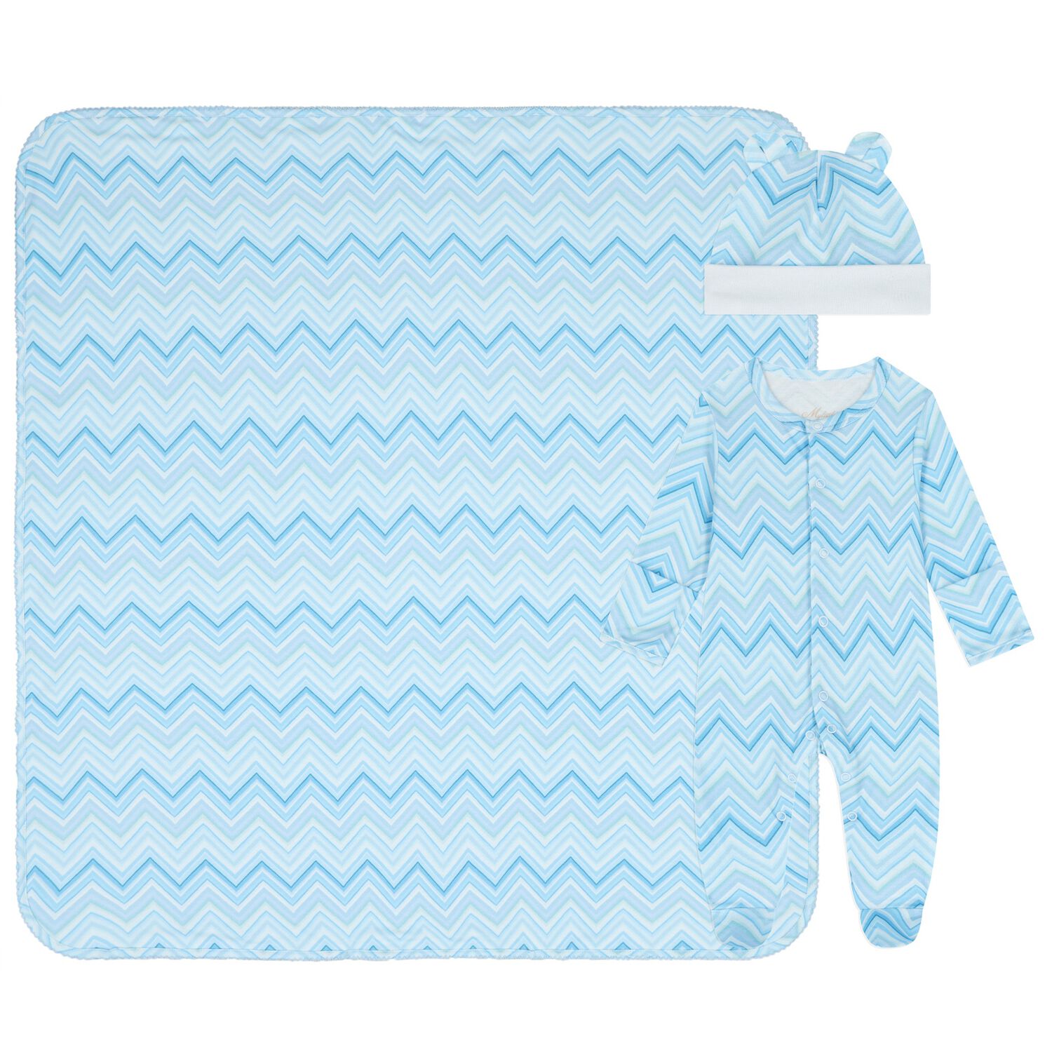 Baby Boys Blue Zig Zag Babygrow Gift Set  , 4, hi-res