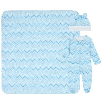 Baby Boys Blue Zig Zag Babygrow Gift Set  
