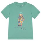 Boys Green Polo Bear Crew Neck T-Shirt, 1, hi-res
