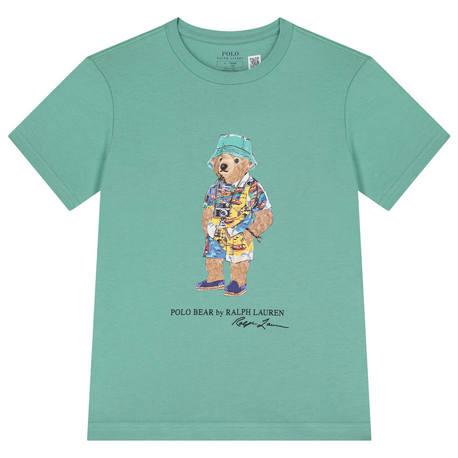 Boys Green Polo Bear Crew Neck T-Shirt, 1, hi-res