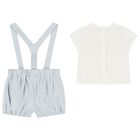 Baby Boys White & Blue Shorts Set , 1, hi-res
