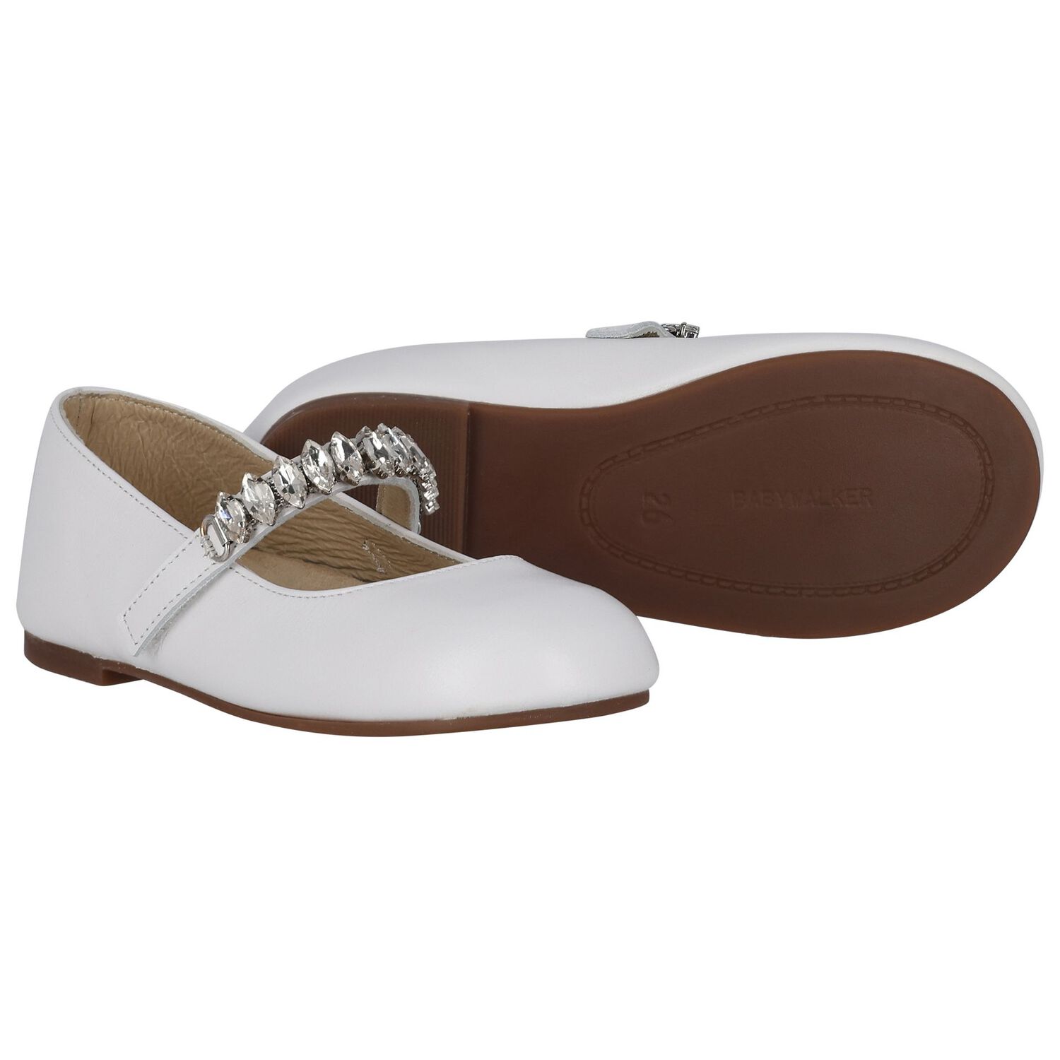 Girls White Embellished Ballerina Shoes, 1, hi-res image number null