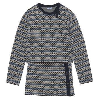 Girls Blue & Beige Knitted Skirt Set 