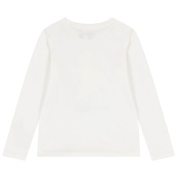 Girls Ivory Polo Bear Long Sleeve Top