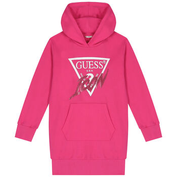 Girls Pink Logo Hooded Dress
