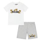 Younger White & Grey Teddy Bear Logo Shorts Set, 2, hi-res