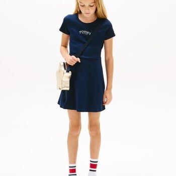 Girls Navy Blue Logo Dress