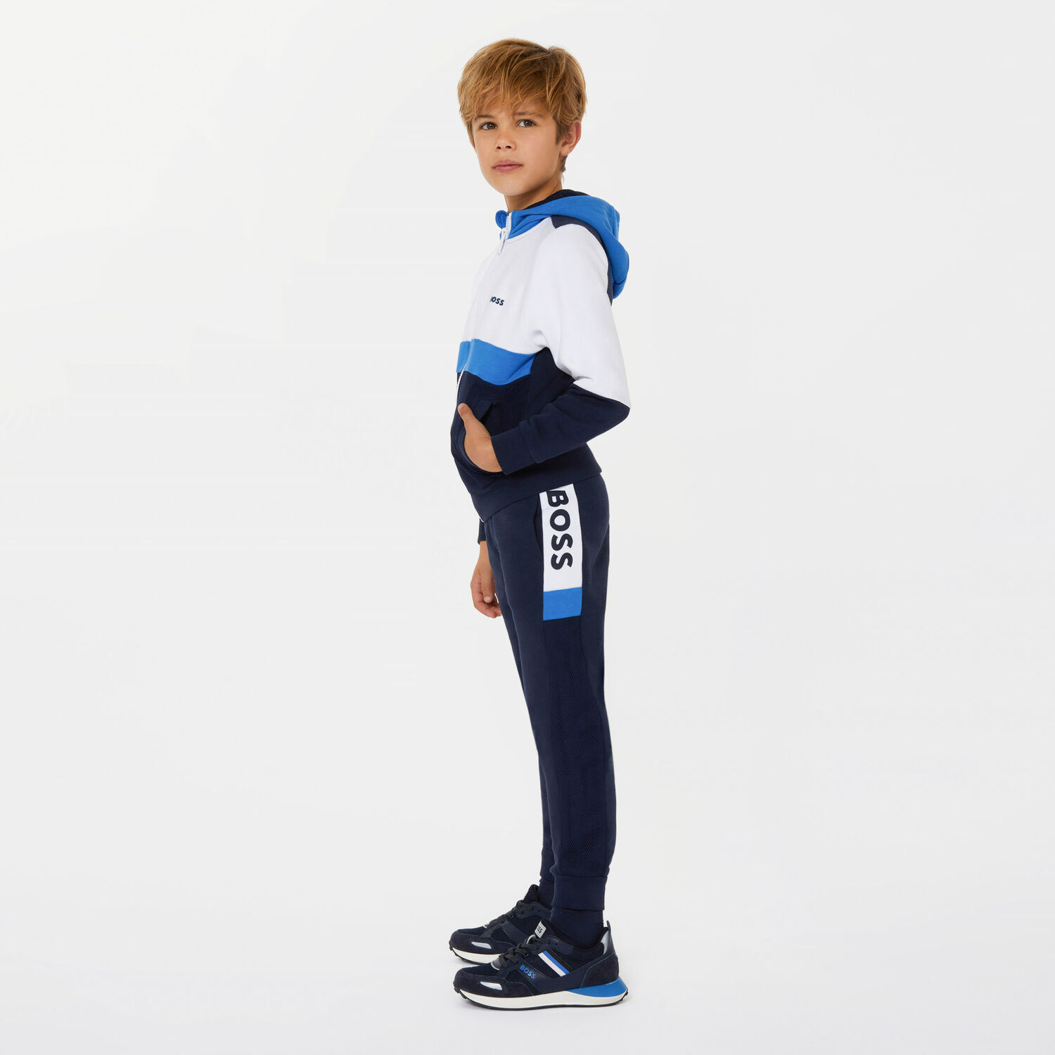 Boys Navy Blue Logo Joggers, 1, hi-res image number null