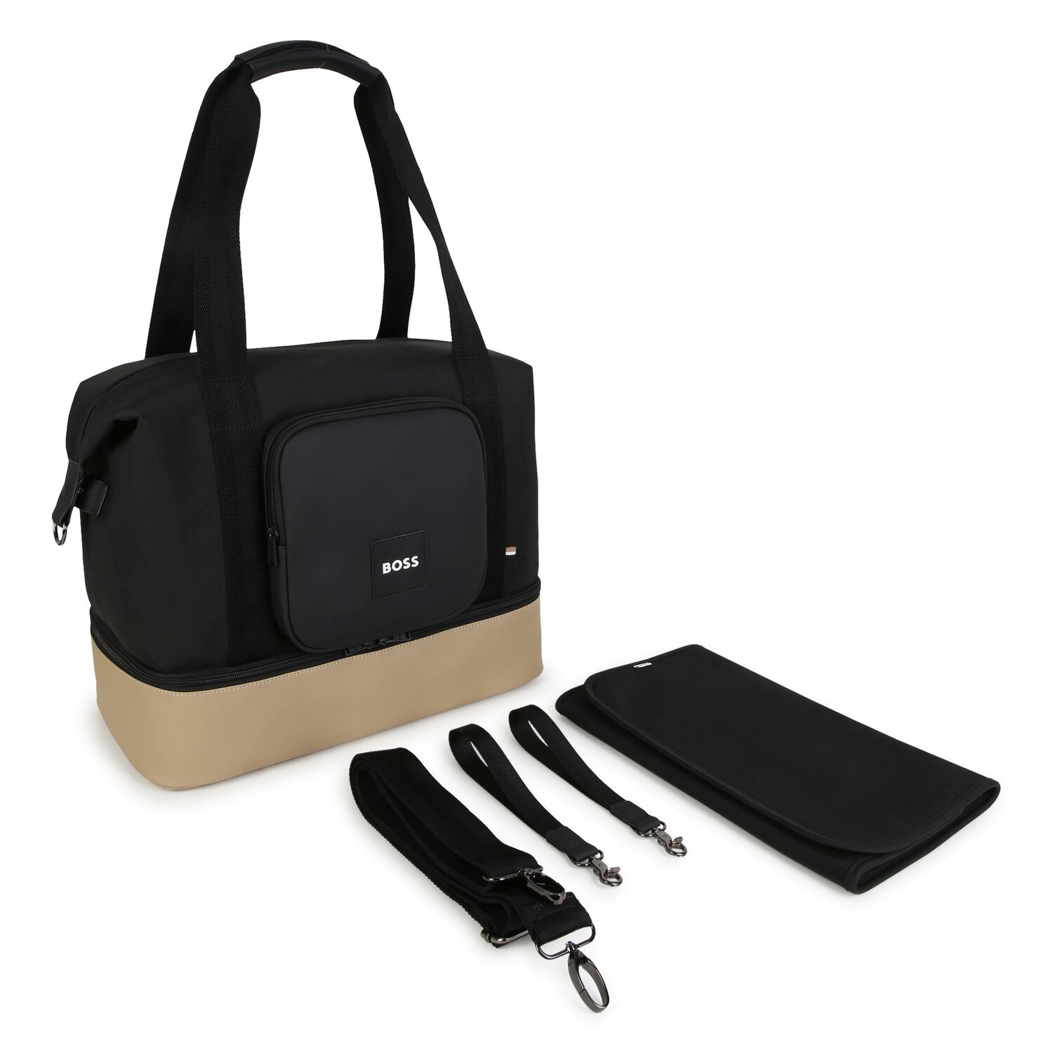 Black & Beige Logo Changing Bag ( 39CM ), 1, hi-res