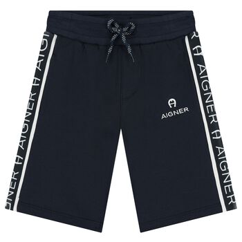 Younger Boys Navy Blue Logo Shorts