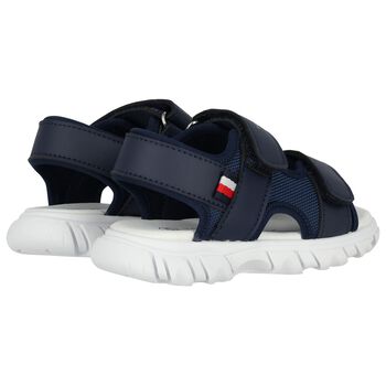 Boys Blue & White Logo Sandals