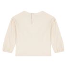 Younger Girls Beige Printed Long Sleeve Top, 2, hi-res