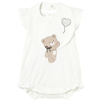 Baby Girls White Teddy Bear Romper Set
