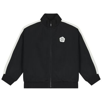 Girls Black Logo Zip Up Top