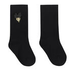Girls Black Bow Socks, 3, hi-res