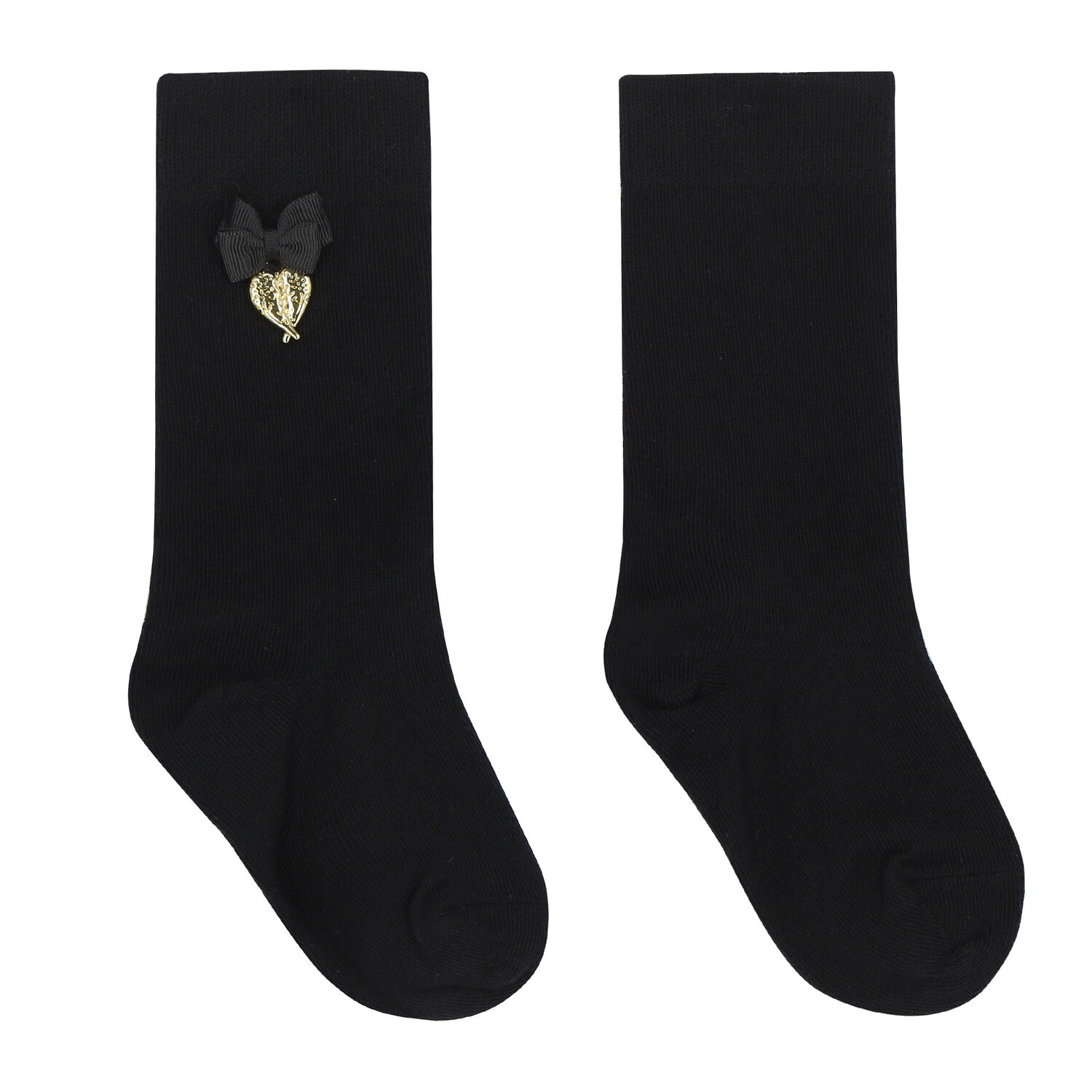 Girls Black Bow Socks, 3, hi-res image number null