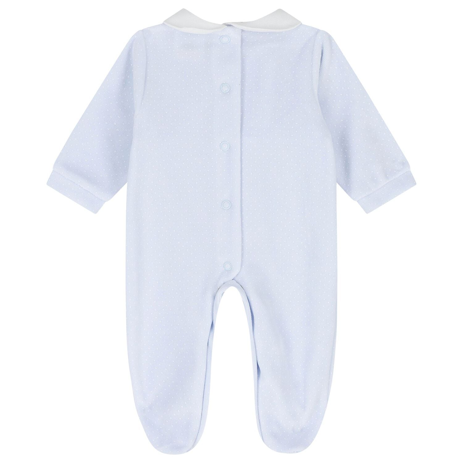 Baby Boys White & Blue Dot Babygrow, 2, hi-res